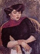 Jules Pascin Woman wearing the purple shawl oil painting on canvas